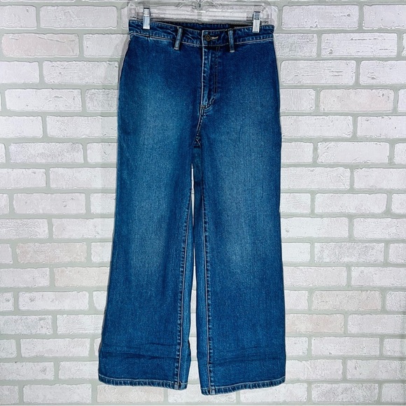 Vince High Waist Blue Crop Wide Trouser Jeans Size 28 - Picture 3 of 9